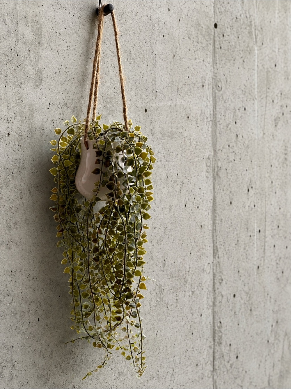 Hanging Planter with Green Trailing Faux Plant
